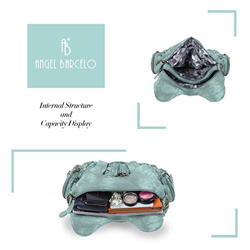 Angel Barcelo Purses for Women Large Shoulder Bag Soft Hobo Bags for Women - color: Green-2