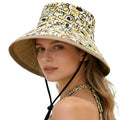 Women's Summer Sun Hat - Reversible Design with Striped Lining Adjustable Brim for Travel and Outings Cap - color: Printed-khaki