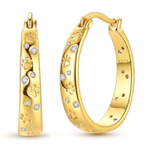 NARMO 925 Sterling Silver Hoop Earrings for Women Hypoallergenic Lightweight Simple Huggie Hoop Earrings Twisted Hoop Earrings Colorful Cubic Zirconia Hoop Earrings Rainbow Hoop Earrings - color: Pet Claws(Gold)