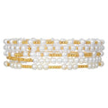 Gold Bracelets for Women 14K Gold Plated Beaded Non Tarnish Bracelets Stretch Bead Ball Bracelet Stack Set Jewelry for Gifts - color: G-SET 5PC