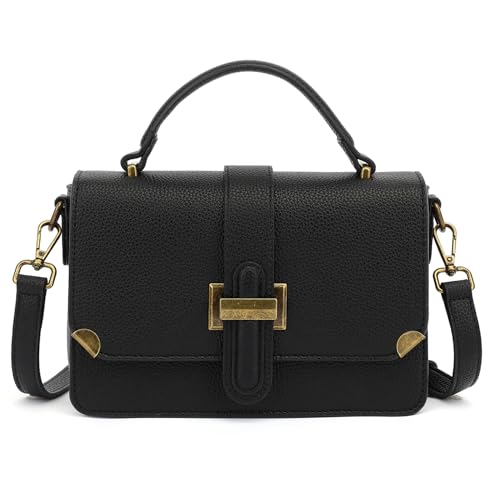 LL LOPPOP Women's Small Classy Crossbody Purse Top Handle Handbags Leather Satchel Bags for Women - color: B-black
