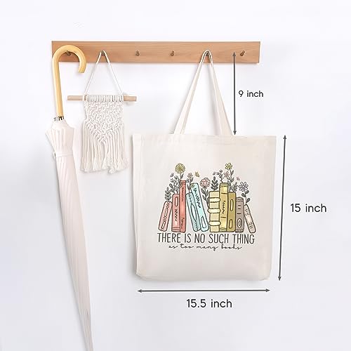 LEADO Cute Canvas Tote Bag with Pocket, Book Lovers Gifts - Mothers Day, Birthday, Book Club Gifts for Book Lovers Women - Reading Accessories, Librarian, Bookish, Readers, Teacher, Library Present