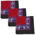 Motique Accessories Two Tone Paisley Bandana - Set of 3 - color: Black Purple