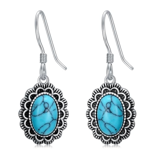 Western Earrings for Women 925 Sterling Silver Turquoise Western Country Dangle Drop Earrings Country Jewelry Gifts for Cowgirl Cowboy - style: Turquoise-B