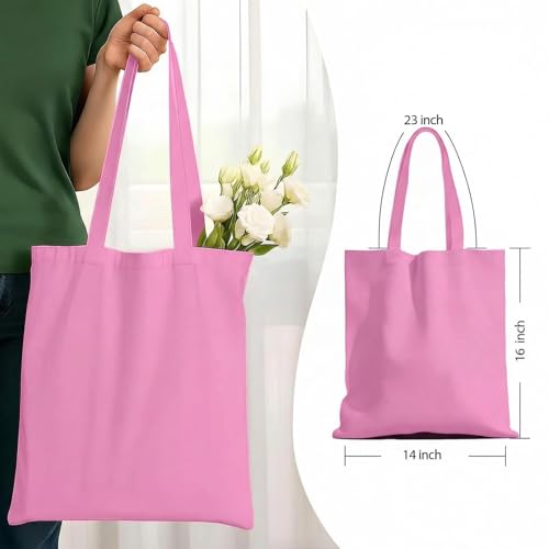 1 Pack Available Premium Canvas Reusable Tote Gift Bags,Made of Natural Canvas with Handle,Work,DIY,Shopping(Pink) - color: C4-pink 1 Pack