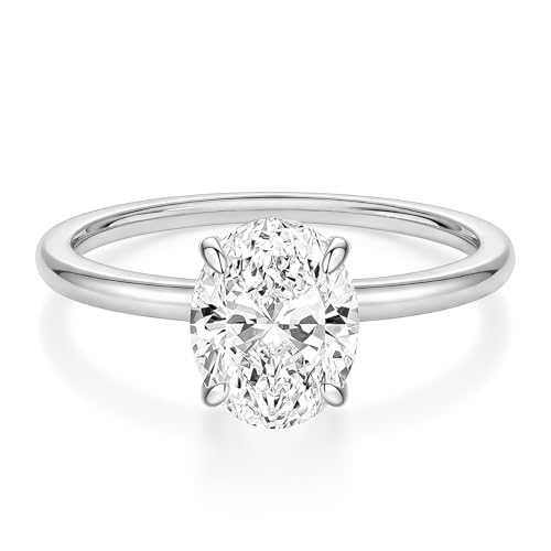 EAMTI 3CT 925 Sterling Silver Engagement Rings Oval Cut Solitaire Cubic Zirconia CZ Wedding Promise Rings for Her Wedding Bands for Women Size 3-11 - color: Brass-Silver