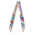 JERLA 100% Mulberry silk Scarf bag scarf Head Hair Ribbon Handbag Handle wrap Tie Bundle Neckerchief Scarf for women - color: Geometric Pattern Beige