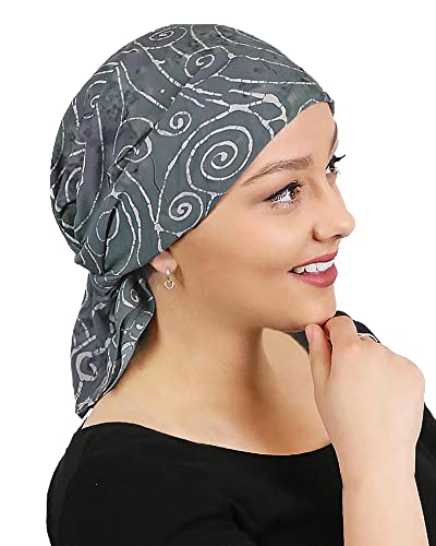 Hats Scarves & More Chemo Scarf Head Scarves for Women Cancer Headwear Headscarf Head Coverings 28 Inch Square Batik - color: Gray Swirl