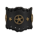 GelConnie Punk Leather Cuff Bracelet Adjustable Straps Wrap Bracelets Arm Armor Cuff Gothic Leather Wristbands for Men, Women - color: MLPB108-Black