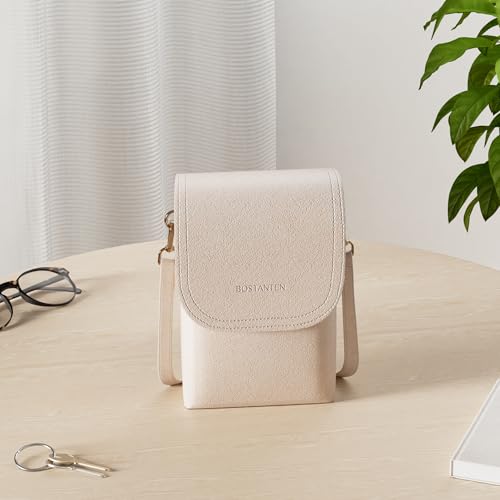 BOSTANTEN Vegan Leather Crossbody Bags for Women Designer Cell Phone Bag Wallet Purses Adjustable Strap - color: A-08-pale Brown