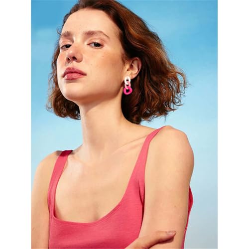 Charm Elegant Hollow Color Chain Acrylic Geometric Temperament Dangle Drop Earrings Bohemian Minimalist Hypoallergenic Jewelry Gift - color: White Pink Pink