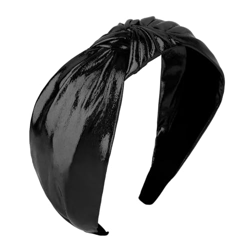 YISSION Black Knotted Headband Wide Headbands for Women No Slip Fashion Head Band Top Knot Hairband Hair Accessories for Women - color: Black