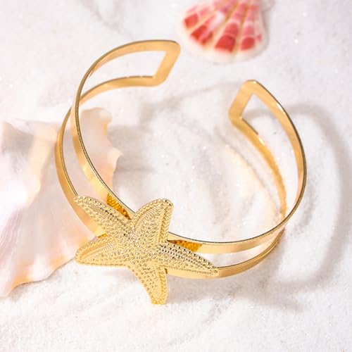 Frodete Arm Cuff Bracelet for Women Gold Upper Arm Jewelry Bangle Cuff Bracelets Starfish Shell Beach Jewelry Trendy Stuff Gifts - color: A2:arm cuff