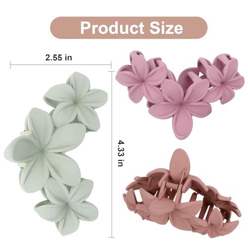 Colorful Plumeria Hawaiian Flower Hair Clips for Women - 4PCS Large Claw Clips for Thick Hair with Strong Hold, Beach Hair Accessories - color: Multi-colored