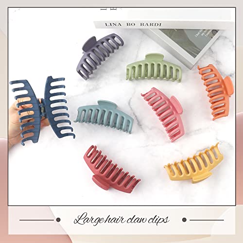 4.3 Inch Large Hair Claw Clips for Thin Thick Curly Hair Big Matte Hairclips Banana Strong Hold Jaw Clip Fashion Hair Accessories for Women and Girls (Nonslip, 8PCS) - color: A-Colorful Claw