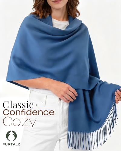 FURTALK Pashmina Shawl Wraps for Women Evening Dresses Blanket Scarves Fashion Scarf Wedding Gifts - color: Cobalt Bluedenim Blu