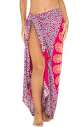 SHU-SHI Sarong Wraps for Women Long Beach Cover ups Pareo Bathing Suit Wrap Skirt Mandala Sarongs Coverup - color: Pink/Orange/Tosca