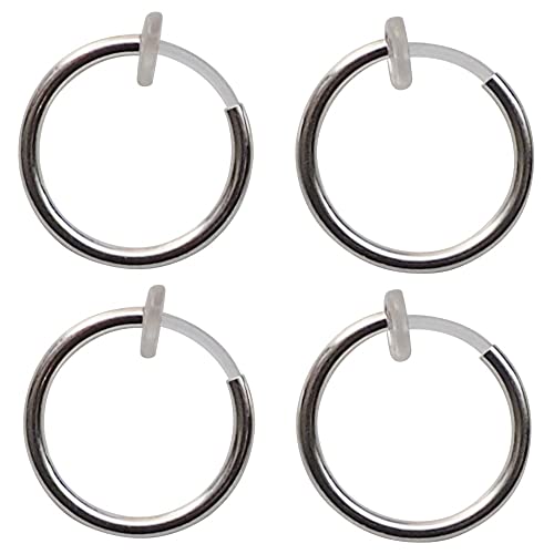 Silver Small for Women Comfortable Plastic Invisible Clip On Hoop Earrings Men Fake Nose Ring Faux Lip Septum Ring Fake Cartilage Earrings 12 mm Spike Cross Feather 15mm Unisex Gold Non Piercing Lobes - color: 15 mm Silver