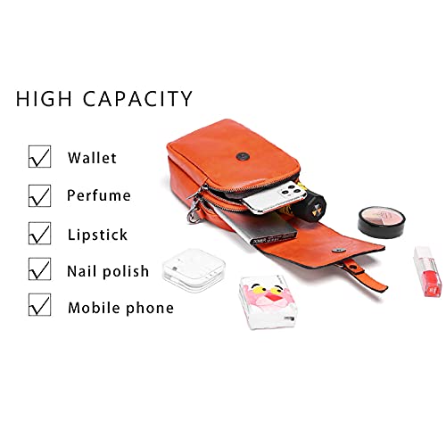myfriday Vintage Crossbody Phone Bag for Women, Small PU Leather Shoulder Purse and Handbag - color: A-orange
