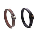 Mens Genuine Leather Bracelet - Handmade Adjustable Leather Cuff Bracelet punk Style leather wrap Wristband for Men - color: A-Black + Brown