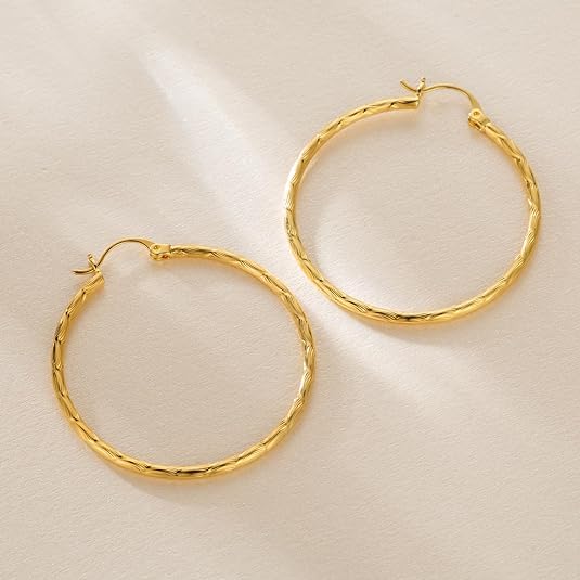 Hoop Earring for Women, Large Earrings, Radiant Earrings for Women, Eye-catching Thin Earring large hoops (gold)