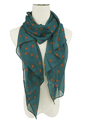 YOUR SMILE Ladies/Women's Lightweight Floral Print/Solid Color mixture Shawl Scarf For Spring Summer season - color: Polka Dots/Blackish Green