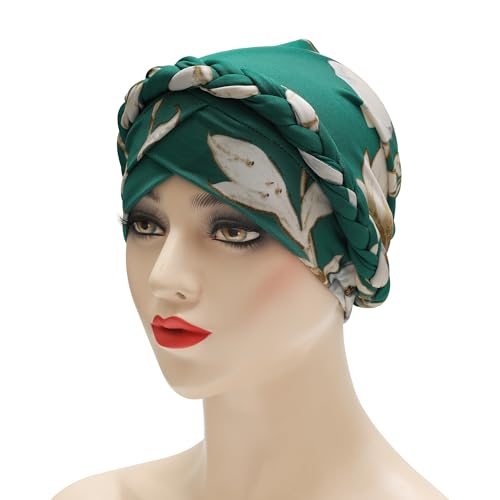 ZLYC Chemo Headwear for Women Pre Tied Turban Headwear Lightweight Beanie Hat - color: Braid Floral Teal