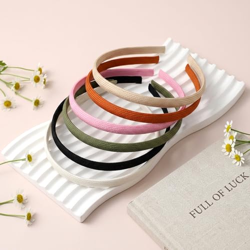 Ymapinc 6 PCS Fabric Headbands, Cute Cloth Headbands for Women | Non Slip Soft Thin Headband Pack for Makeup/Washing Face (6 Color)