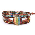 Women Wrap Bracelet Boho Natural Jasper Crystal Stone Beads Strand Bracelets - color: Colored Agate
