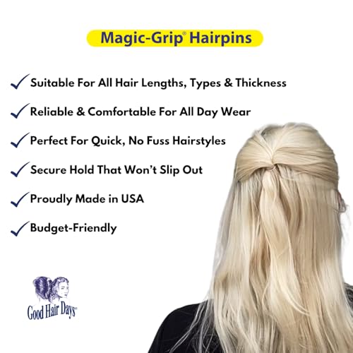 Magic-Grip Hair Pins Set of 10 by Good Hair Days Color: Shell - color: Tortoise Shell Brown, size: Set of 10