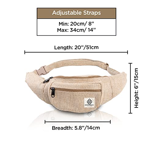 Freakmandu Eco-Friendly Boho Hippie Style Hemp Fanny Pack White Hip Waist Bag for Hiking Running Jogging (Nirvana) - color: Nirvana