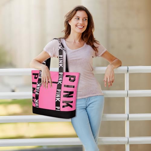Boomistry Travel Tote Bag for Women, Large Waterproof Beach Bag for Daily | Large - color: Pink