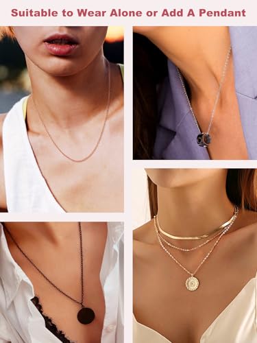 FOCALOOK Womens Chain Necklaces 1mm/1.4mm/2mm Cable Chain Necklace, 316L Stainless Steel Silver/Black/14K Gold/Rose Gold Plated, Hypoallergenic Chains for Pendant,14-30" - color: 2mm 14K Gold Plated, size: 20 Inch