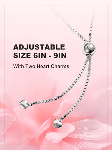 Radiant Cut Birthstone Tennis Bracelets for Women, Adjustable 6–9 Inches White Gold Plated Sterling Silver Bracelet, Hypoallergenic Anniversary Birthday Valentine’s Day Gift for Her - color: 01-Garnet