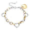 Emibele Heart Charm Bracelet for Women, Bible Verse Bracelet Stainless Steel 18K Gold Plated Bracelet Love Pendant Link Chain OT Clasp, Birthday Christmas Jewelry Gift for Mother Her - color: Silver Pendant