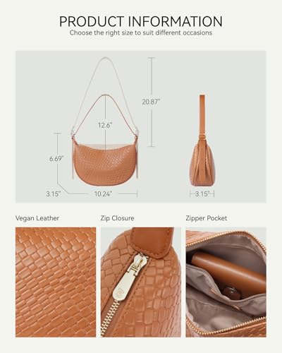 BOSTANTEN Purses for Women Crescent Crossbody Bag Vegan Leather Shoulder Hobo Handbag Adjustable Strap - color: Small Brown