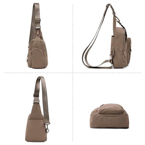 ODODOS Sling Bag with Adjustable Straps Crossbody Chest Bag Lightweight Backpack for Casual Traveling Hiking - color: Field