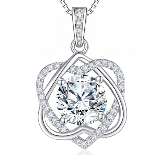 Moissanite Necklace for Women, 3-5 Carat Infinity Heart Pendant Necklace, 925 Sterling Silver Anniversary Birthday Gifts for Women, Jewelry Gift for Wife Mom Girlfriend Daughter - color: 3.0 carats