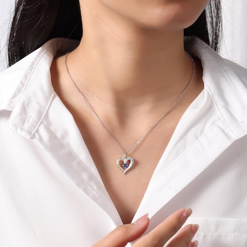 GLAMCARAT Personalized Mothers Necklace with Birthstones customized jewelry - style: 1 stone & 1 name