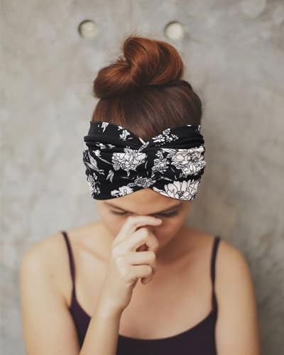 DRESHOW 8 Pack Headbands for Women Yoga Knotted Headbands Elastic Criss Cross Hair Accessories Sports Head Wrap Non Slip - color: 08 Pcs: Printed Turbans Ea