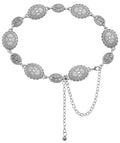 XZQTIVE Women Boho Chain Belts For Dresses Jeans Western Cowgirl Waist Links Belt Adjustable Metal Concho Belt - size: Fit Waist upto 36inches, style: Matter Silver