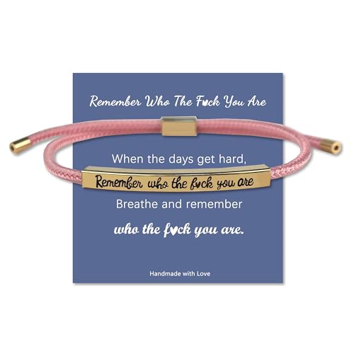 LINY Inspirational Gifts for Women Men, Dont Let The Hard Days Win Gifts, Motivational Inspirational Tube Bracelets Friendship Birthday Meaningful Gift for Friends Female - color: Remember Who-Tube Pink+Gold