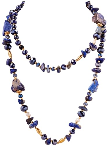 MINACHI Colorful Irregular Beaded Long Necklace, Coated Reflective Glass Beads, Bohemian Vintage Chunky Costume Jewelry for Women - style: Necklace R21-059