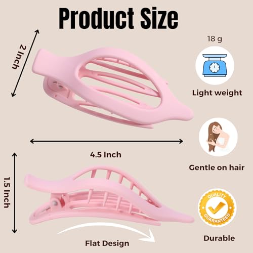 8 Pack Pastel Flat Hair Clips for Girls – Cute Matte Claw Clips in Pink, Blue, Green, Purple, Soft Color Aesthetic Hair Accessories, Non-Slip Barrettes Gift for Teen or Preppy Style - color: Colorful