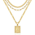 KissYan Gold Layered Necklace Set for Womens, 14K Gold Plated Initial Letter Pendant Necklaces Paperclip Snake Choker Alphabets from A-Z Figaro Chain Jewellery Gift - color: 3PCS, style: N