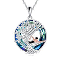 YFN Tree of Life Necklace Sterling Silver Crystal Jewelry Graduation Birthday Gifts for Women - color: Swim