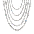 Gem's Beauty Moissanite Tennis Necklaces for Women Gifts 2-6.5mm 925 Silver Tennis Necklace Men D Color Round Cut Diamond 4.59-112.00CT