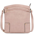 ALYSSA Triple Zip Pocket Large Crossbody Bag - color: Pale Rose