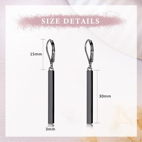 Leverback Earrings Dangle Earrings for Women Dangly Earrings Anniversary Birthday Gifts for Women - style: Vertical Bar Earrings-Black