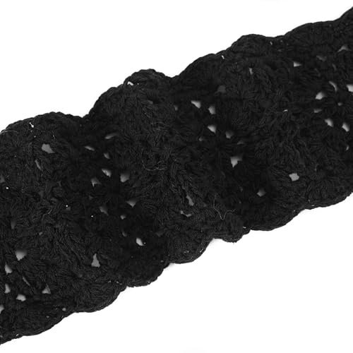 ZLYC Women Floral Headband Handmade Crochet Knit Vintage Hair Bands (Plain Black) - color: Plain Black